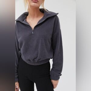 Urban Outfitters Track Meet Fleece Quarter Zip Half Zip sweater